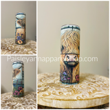 Stained glass highland cow 20 oz tumbler